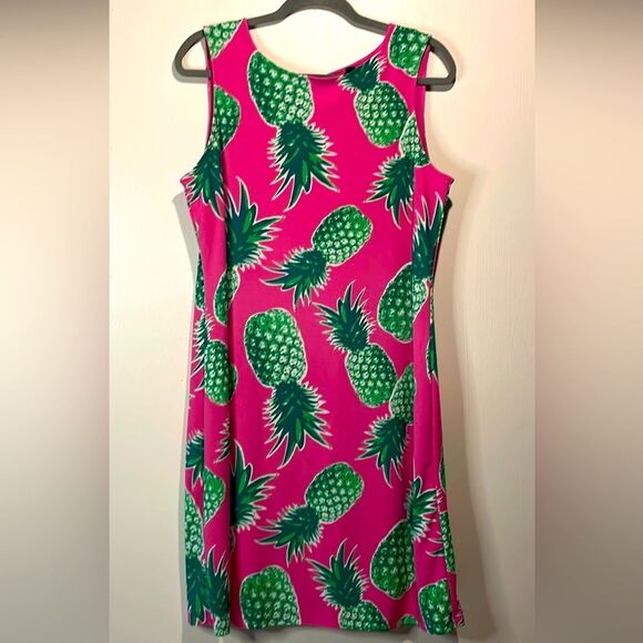 C. Wonder- Pineapple Print All Over Hot Pink & Green Mini Loose Fit Dress Size M - Picture 2 of 10